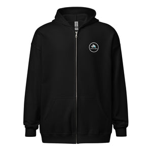 GF Compass- white text zip hoodie